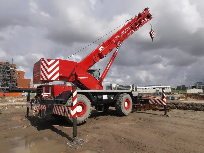Grove rough-terrain crane on a job site